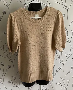 Joie Beige Short Sleeve Knit Top thumbnail 1