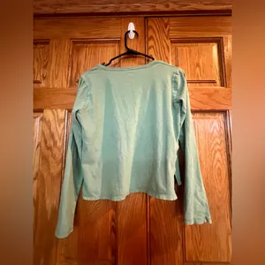 American Eagle - Sage Green Long Sleeve Henley Shirt thumbnail 3