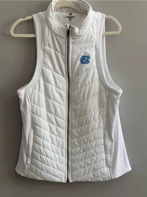 Colosseum UNC Tar Heels Women’s Large White Quilted Full Zip Vest thumbnail 1