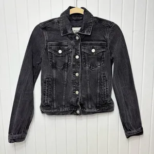 Abercrombie & Fitch Dark Gray Denim Jacket Size‎ XS thumbnail 3