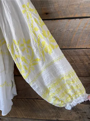 Free People Cotton Persuasion Embroidered Blouse Balloon Sleeve Oversized Large thumbnail 5