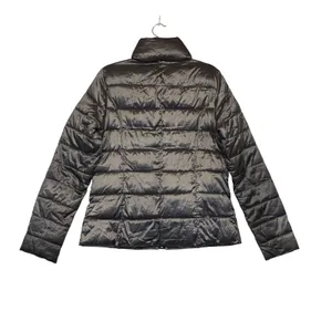 ANA‎ Packable Puffer Jacket Gray Metallic Quilted Zip Coat Womens M thumbnail 5
