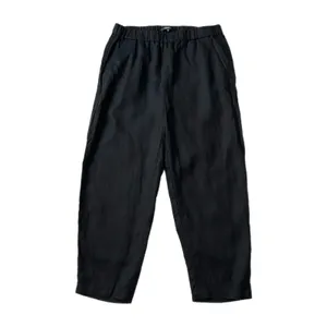 Quince 100% European Linen Wide Leg Elastic Waist Ankle Pants Black Size Large thumbnail 2