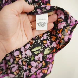 Adyson Parker Women's 3X Floral Button Down Blouse Tiered Peplum Rayon Top Black thumbnail 6