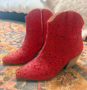 Matisse Footwear Red rhinestone boots thumbnail 1