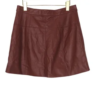 Free People Maisie Vegan Mini Skirt Brown Faux Leather Button Front Size 12 thumbnail 9