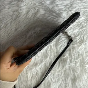 COACH Black Gray Signature Canvas Wristlet thumbnail 3
