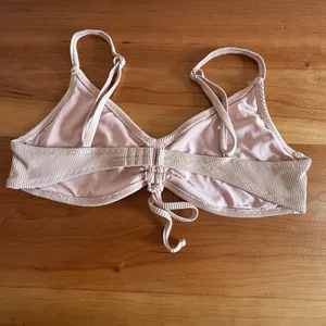 Aerie Ribbed Scoop‎ Bikini Top Blush Pink Cinched Tie Front Size Medium thumbnail 3