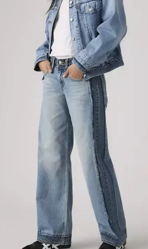 New Levi's 27x34 Premium Deconstructed Low Loose Women's Jeans Upon Reflection thumbnail 1