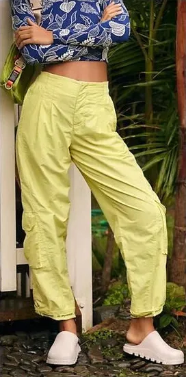 Free People Mesmerize Me Cargo Pants Size XS Yellow Comfort High Rise Gorpcore thumbnail 1