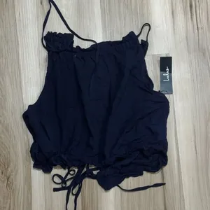 NEW Lulus Navy Blue Tie Back Peplum Tank Top Women’s Small thumbnail 2