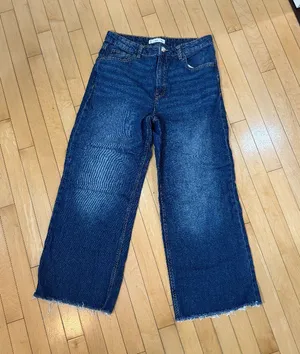Mango MNG Wide Leg Classic Blue Denim Jeans Size 10 thumbnail 1