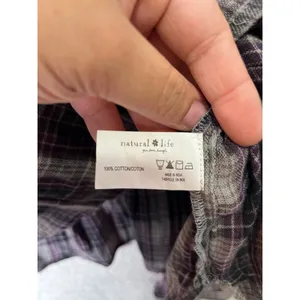 Natural Life Plaid Peplum Blouse Soft Grunge Cottagecore Indie Boho Small Cotton thumbnail 5