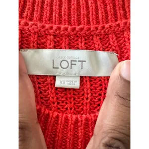 LOFT Sleeveless Knit Tunic‎ Top Red Side Tie Ribbed Sweater Tank XS thumbnail 4