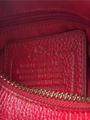 Big Red Coach In Pebble Leather Hobo with Gold Hardware thumbnail 6