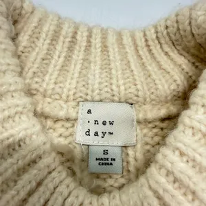 A New Day Women Cream Cable Knit Mock Neck Sweater Chunky Fisherman Style size S thumbnail 5