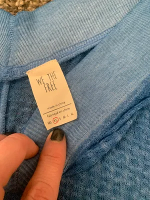 Free People Size XS, Blue Waffle Sweater Top thumbnail 4