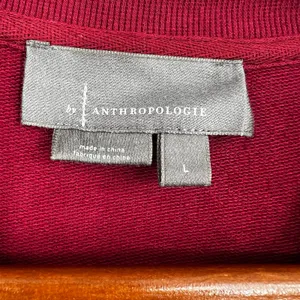 Anthropologie Ruffled Puff sheer Sleeve Blouse deep red romantic Victorian large thumbnail 3