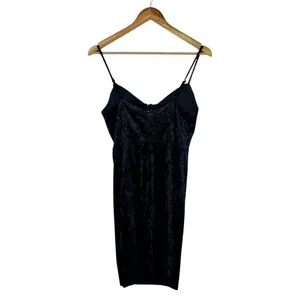 GUESS Lace Up Crushed Velvet Bodycon Mini Dress Black Gothic Grunge Size XS thumbnail 5