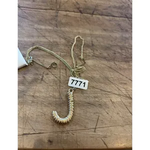 Gold-Plated J Pendant Necklace On Rope Chain 18 Inches Unisex thumbnail 7