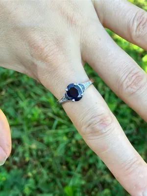 Genuine Blue Sapphire Blue Diamond Ring Size 9 thumbnail 3