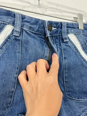 Free People Size 2 Blue Denim Shorts with Lace Trim thumbnail 3
