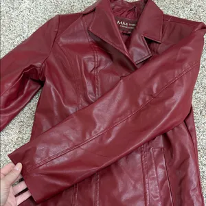 Vintage Faux Red Leather Jacket thumbnail 4