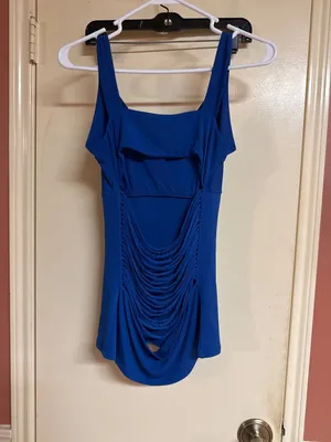 Fredericks Of Hollywood Blue Ruched Back Bodysuit Medium Nylon Blend thumbnail 4