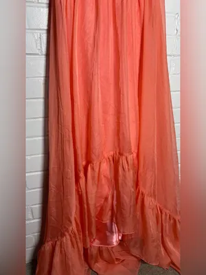Mac Duggal Coral Chiffon Dress With Floral Accent at Neck thumbnail 4
