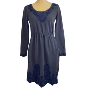 Anthro Saturday Sunday‎ grey embroidered dress small thumbnail 3