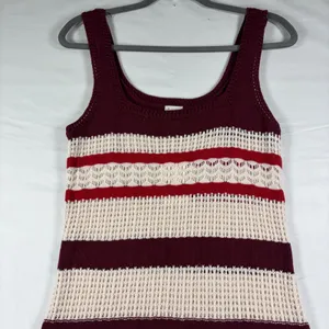 A New Day Womens Burgundy Stripe‎ Crochet Fringe Midi Dress S Burgundy Stripe thumbnail 3