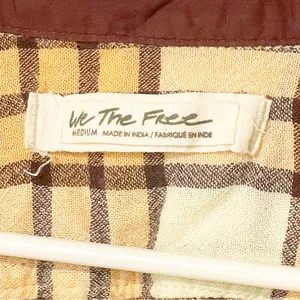 Free People We The Free Womens‎ Medium Plaid Released Trim Button-Down Top thumbnail 4