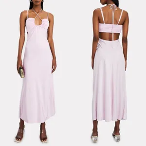 ALC Frank NWT‎ Lavender Lilac Purple Halter Neck Cutout Smocked Midi Dress Womens 8 thumbnail 2