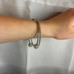 Silver Twist & rhinestone jewel Ball Bracelet Set costume unbranded regency glam thumbnail 2