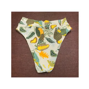 Aerie High Cut Cheeky Blue Green‎ Leaf Bird Bikini Bottom Large Beach Resort thumbnail 2