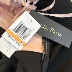 NWT City Studio Coquette Rosette Mini Dress Pink Black Fit Flare Whimsigoth thumbnail 8