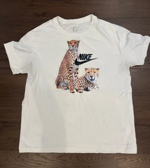 Nike Oversized White Cheetah Print T-Shirt Size Small - C1 thumbnail 1