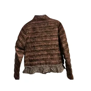 BCBGeneration Womens Medium Brown‎ Puffer Jacket Lightweight Ruffle Bottom thumbnail 7