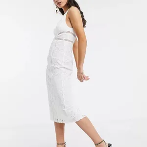 NWT ASOS‎ lace midi dress ladder trim white thumbnail 3