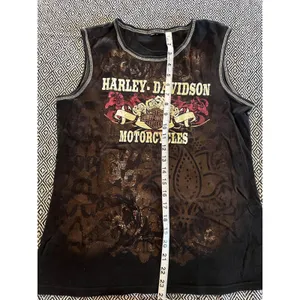 Harley Davidson Las Vegas Black Tank Top Double Side Prints Women Small thumbnail 3