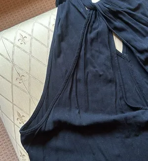 Free People medium m black flowy tank top keyhole front buckle at neck hot NWOT thumbnail 6