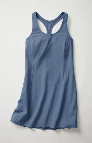 Girlfriend Collective Racerback Athletic Dress Built-In Shorts Blue Gray Medium thumbnail 1