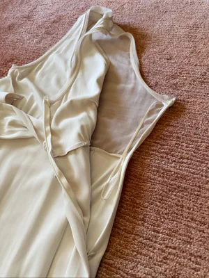 ZARA Ivory Wrap Style MIXED SEMI-SHEER SLIP DRESS size S thumbnail 10