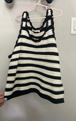 Stitch and feather stripped knitted tank thumbnail 1