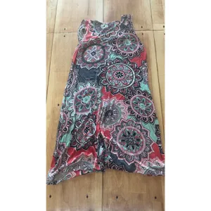 BISHUIGE Womens Large Red Teal Mandala‎ Floral V-Neck Sleeveless Pocket Dress thumbnail 4