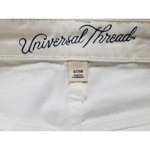 Universal Threads Jean Pant Women Size 6 White Denim Raw Hem High Rise Skinny thumbnail 6