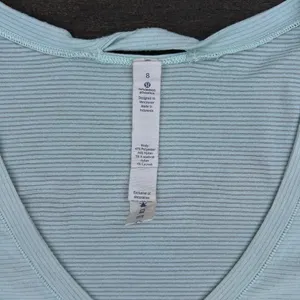 Light Green Lululemon Striped Mesh V-Neck Short Sleeve Shirt thumbnail 3