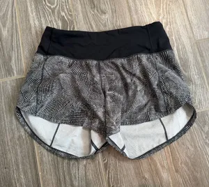 Lululemon High-Waist Black Patterned Women's Speed Shorts size 2 TALL thumbnail 1