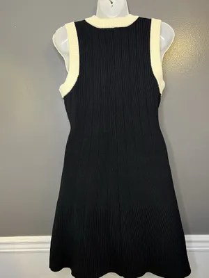 Endless Rose Dress Womens Medium Black Cream Contrast Knit Sweater Mini Gold thumbnail 5