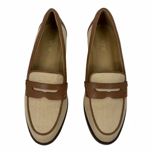 J. Crew Woven Raffia Slip On Penny Loafer Natural Brown Size 7 thumbnail 4